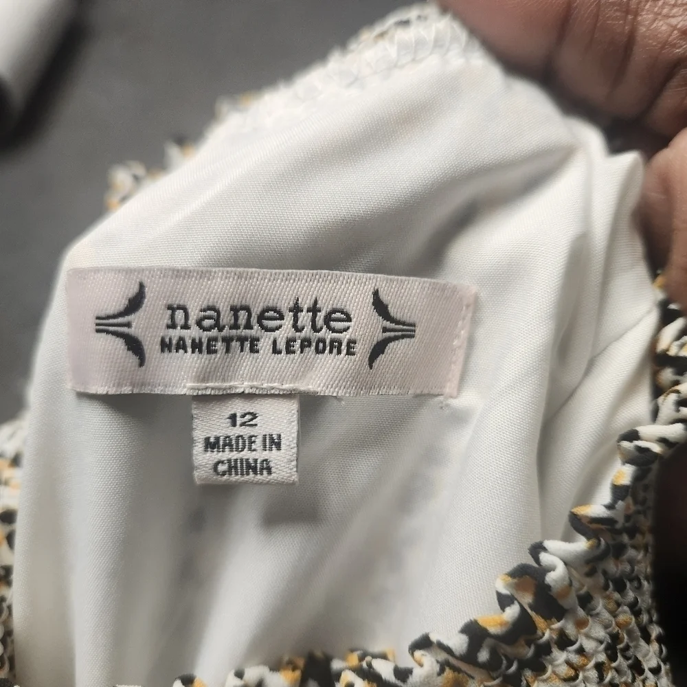 Nanette Lepore Animal Print Smocked Neck And Waist Pleated MidiDress Sz. 12